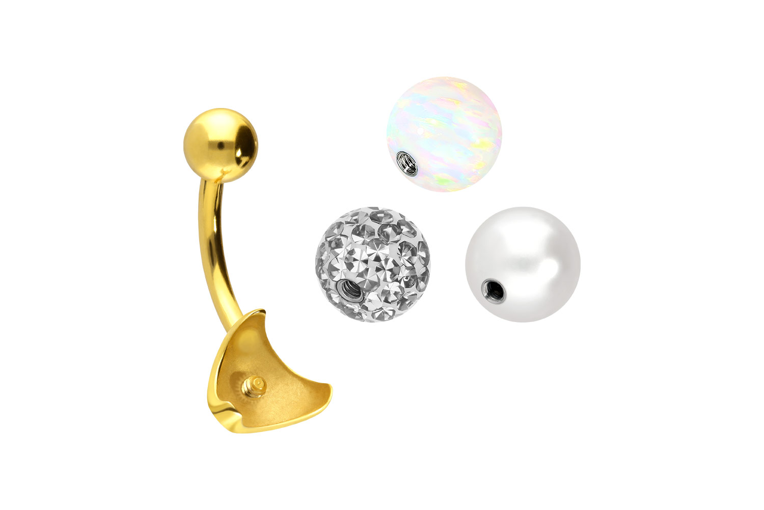 Titan Bananabell Piercing mit Innengewinde 3ER KUGELMIX